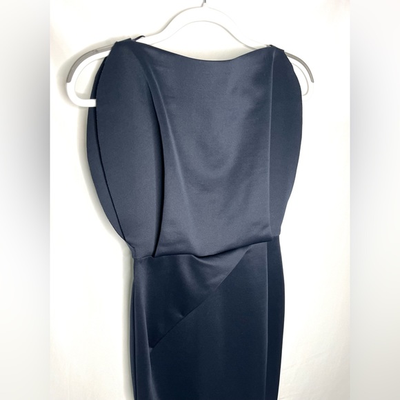 Label Lab Navy Asymmetrical Back Zipper Cocktail Evening Dress Size 8 - Picture 4 of 5